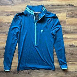 PINK Victoria's Secret Teal Quarter-Zip Pullover